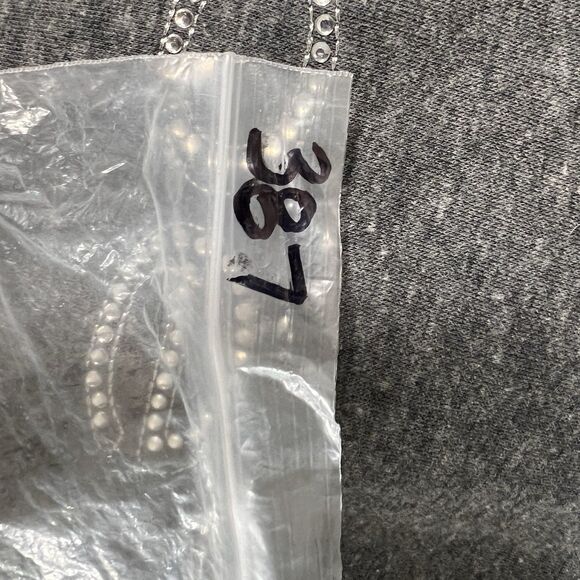 Bebe Sweatsuit Womens L Gray Sequins Rhinestones Logo Hoodie Joggers Lounge Y2K - Picture 11 of 11